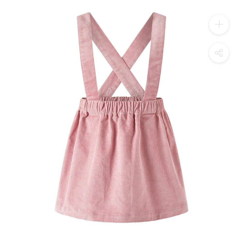 Rachel Riley Pink Floral Kids Dress with Suspenders blouse & cord pinafore set - Picture 4 of 6